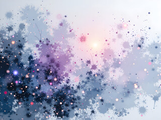 A dreamy abstract explosion of colorful stars and cosmic shapes in gentle hues, digital art of abstract concept.