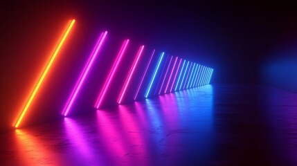 Vibrant Neon Arrows Diagonal Abstract Background in Pink Blue Glow 3D Render