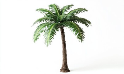 Obraz premium A palm tree is standing tall and straight on a white background