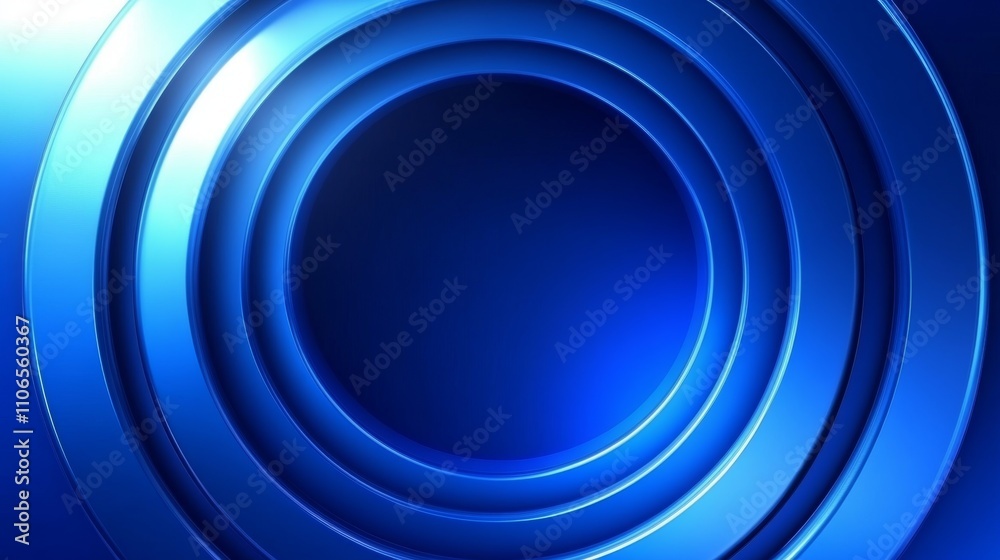 Aufkleber abstract digital artwork concentric blue circles gradient shading central void modern geometric