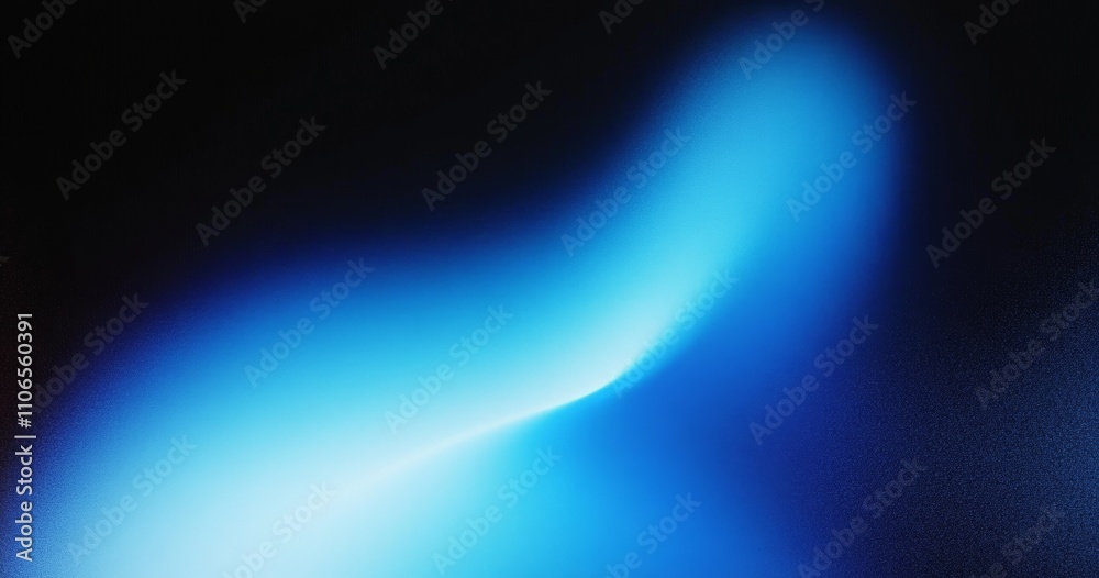 Poster Gradient Blue Cyan Wave Abstract Artwork on Black Background with Soft Texture and Minimalistic Design