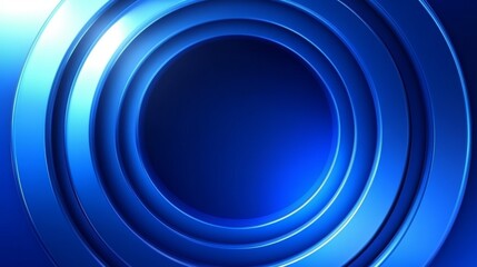 Abstract Digital Artwork Concentric Blue Circles Gradient Shading Central Void Modern Geometric