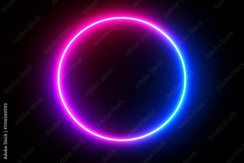 Aufkleber neon pink blue circle frame glowing abstract background 3d render round ring shape modern design fas