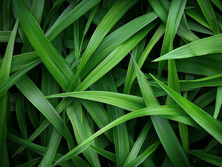 Obraz premium Vibrant green grass close-up nature plant photography lush environment ground level view ai generated beauty