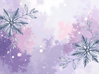 Delicate floral patterns on a soft purple background with gentle texture and color blends, digital art of floral design concept.