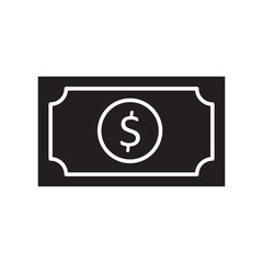 Dollar money bill icon, vector flat black trendy style illustration for web and app..eps