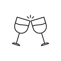 Toast, clinking glasses line icon, vector Celebration sign illustration..eps