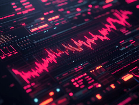 Ai-generated audio waveform visualization digital art abstract design futuristic environment close-up view technology concept