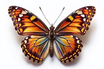 Fototapeta premium Beautiful Butterfly Isolated on a White Background in Perfect Rule of Thirds Composition, Highlighting Its Intricate Patterns and Colors for Nature Photography Enthusiasts