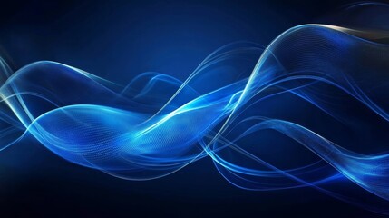 Fototapeta premium Attract Blue Line Movement, Abstract Wave Line, Light Technology Background, Copy Space 