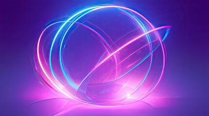 Abstract Neon Sphere with Glowing Lines