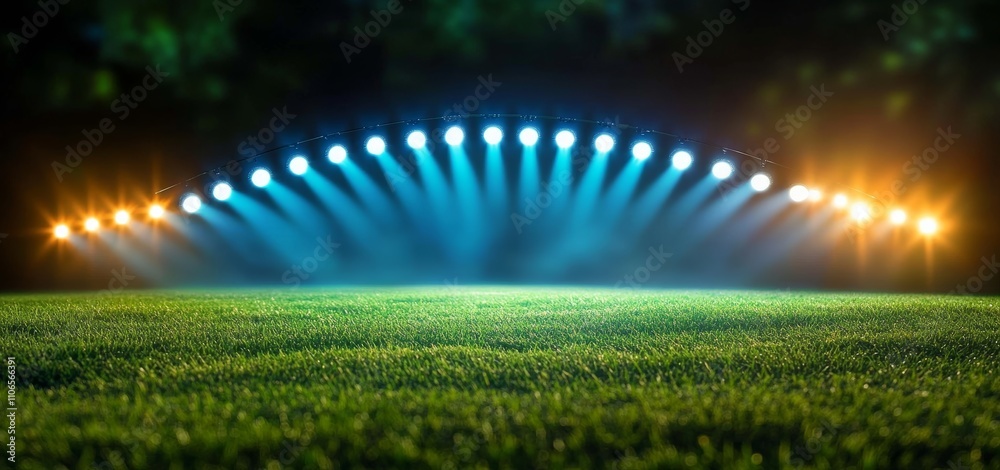 Wall mural Illuminated Green Grass Field Under Night Sky