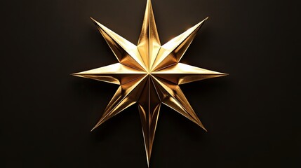 Obraz premium A Golden Eight Pointed Star Against A Dark Background