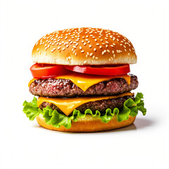 Fresh beef burger isolated on white background