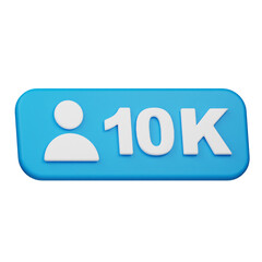 10k followers 3d icon isolated on the white background