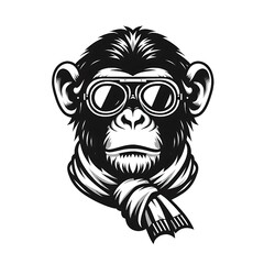 Obraz premium Stylized monkey wearing goggles and a scarf.