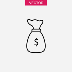 money bag line icon, vector flat simple trendy style illustration for web and app..eps