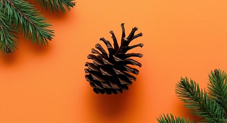Pine Cone on Orange background design