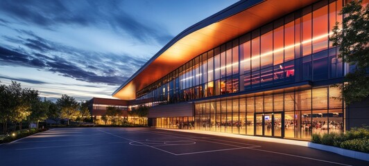 Evening Glow: Modern Architectural Marvel at Dusk