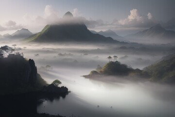 Painted - Foggy Environment Landscape - Nature