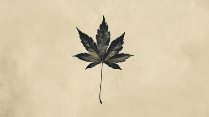 Naklejka premium Solo Dried Leaf on Beige Background