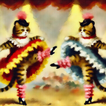 カンカンダンスを踊る猫