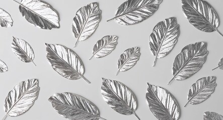 Silver Leaf on White background design