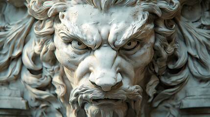 Fototapeta premium Ancient mythological sculpture with fierce detail. Mythic. Illustration
