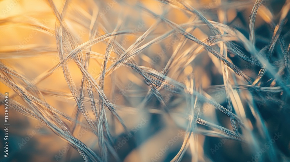 Aufkleber abstract view of interwoven textile fibers seen under a microscope, revealing their intricate struct