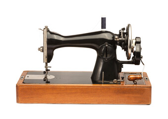 One vintage sewing machine isolated on white
