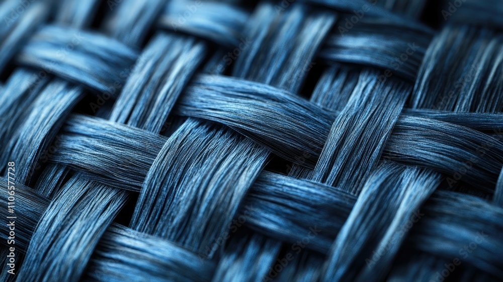 Poster Close-up of interwoven textile fibers at a microscopic level, showcasing the complexity and detail of the weave pattern and texture