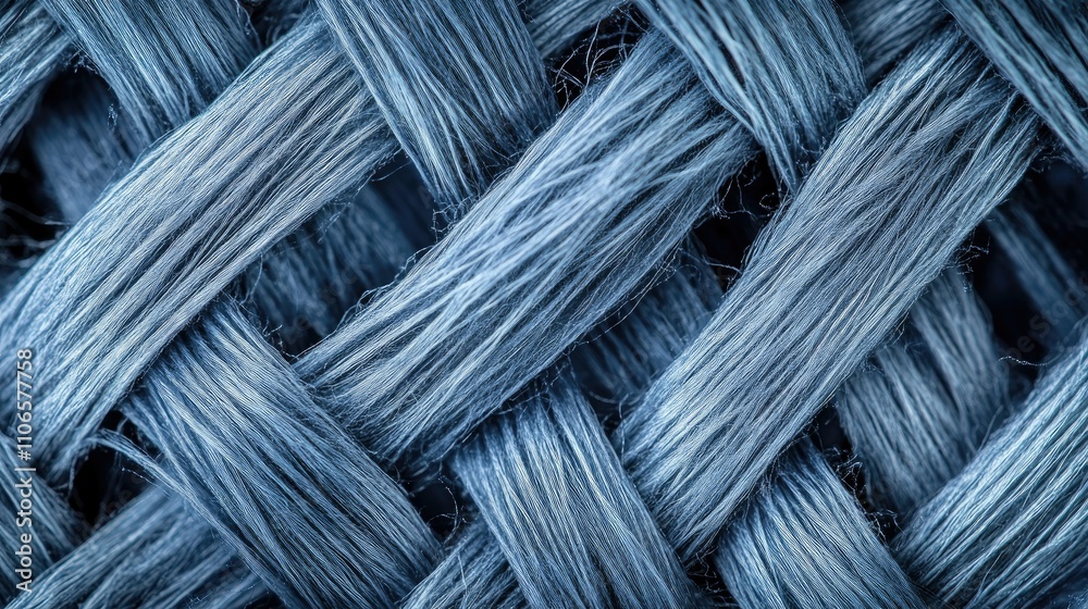 Poster Close-up of interwoven textile fibers at a microscopic level, showcasing the complexity and detail of the weave pattern and texture