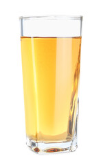 Tasty fresh apple juice in glass isolated on white