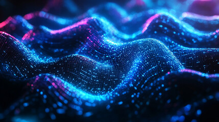 Obraz premium Ai generate waves of digital light abstract art virtual space futuristic high-tech conceptualization