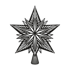 Christmas Tree Topper Silhouette Vector Design for Holiday Decoration