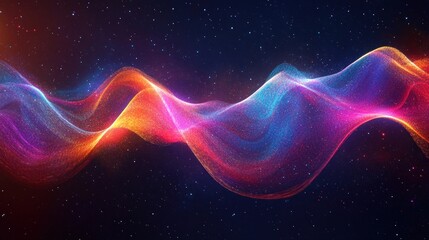 Obraz premium Abstract wave of vibrant colors representing sound or energy in a cosmic background.