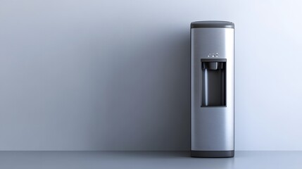 A compact electric water cooler with a sleek finish, displayed on a minimalist white background.
