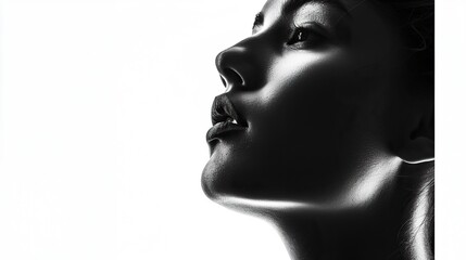 Elegant silhouette of a woman against a bright background