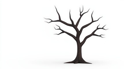 Cartoon illustration of a bare, leafless tree against a white background.