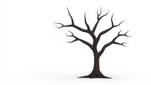 Cartoon illustration of a bare, leafless tree against a white background.
