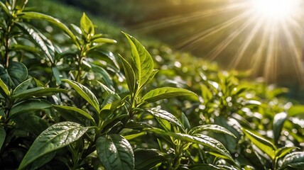 Obraz premium agriculture fresh tea leaves 