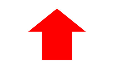 red arrow up icon isolated on white. upward, upwards direction sign