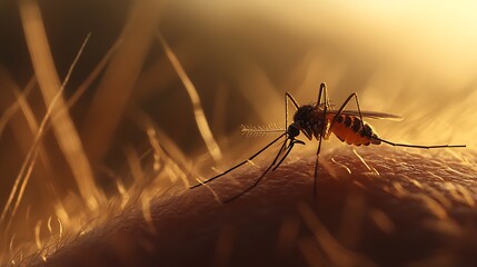 Naklejka premium Aedes Mosquito on Skin for Healthcare Editing