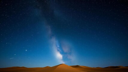 Fototapeta premium Astounding view of milky way over Sahara desert sand dunes in Morocco, night sky, galaxy, astronomical