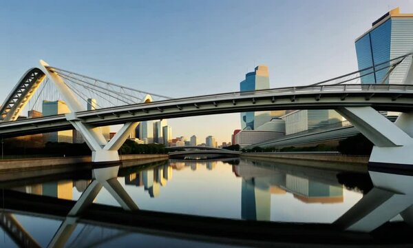 Architectural City Bridge Across the River