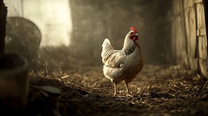 Fototapeta premium Free-Range Chicken: Editable Avian Flu Awareness Visual