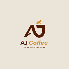 Letter A and J monogram logo design vector for coffee shop, cafe or coffee product