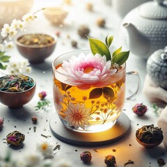 Steaming Floral Tea with Delicate Blossoms