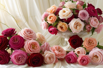 色とりどりのバラの花束