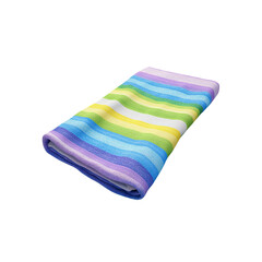 Folded Striped Beach Towel, Pastel Rainbow Colors